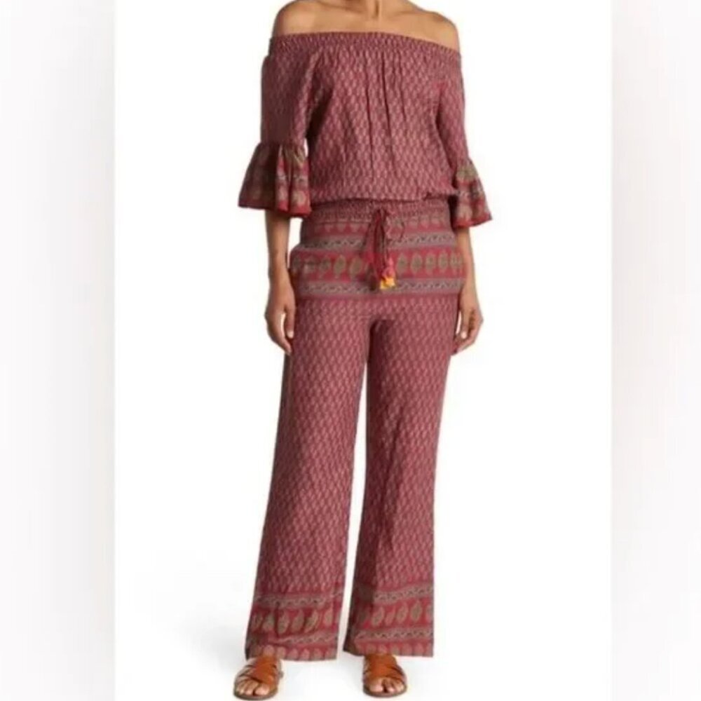 NWT RAGA  Floral Wide Leg Romper Summer Pants‎ Anthropologie S